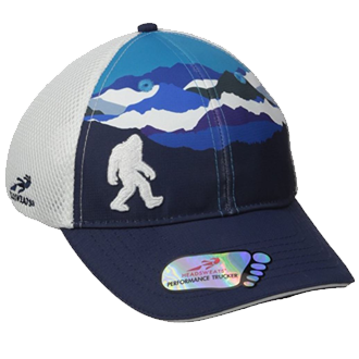 bigfoot hat mountains white silhouette trucker